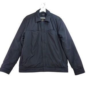 Ted Lapidus Mens Large Black Button Up Collared Bomber Jacket Casual‎ Outerwear